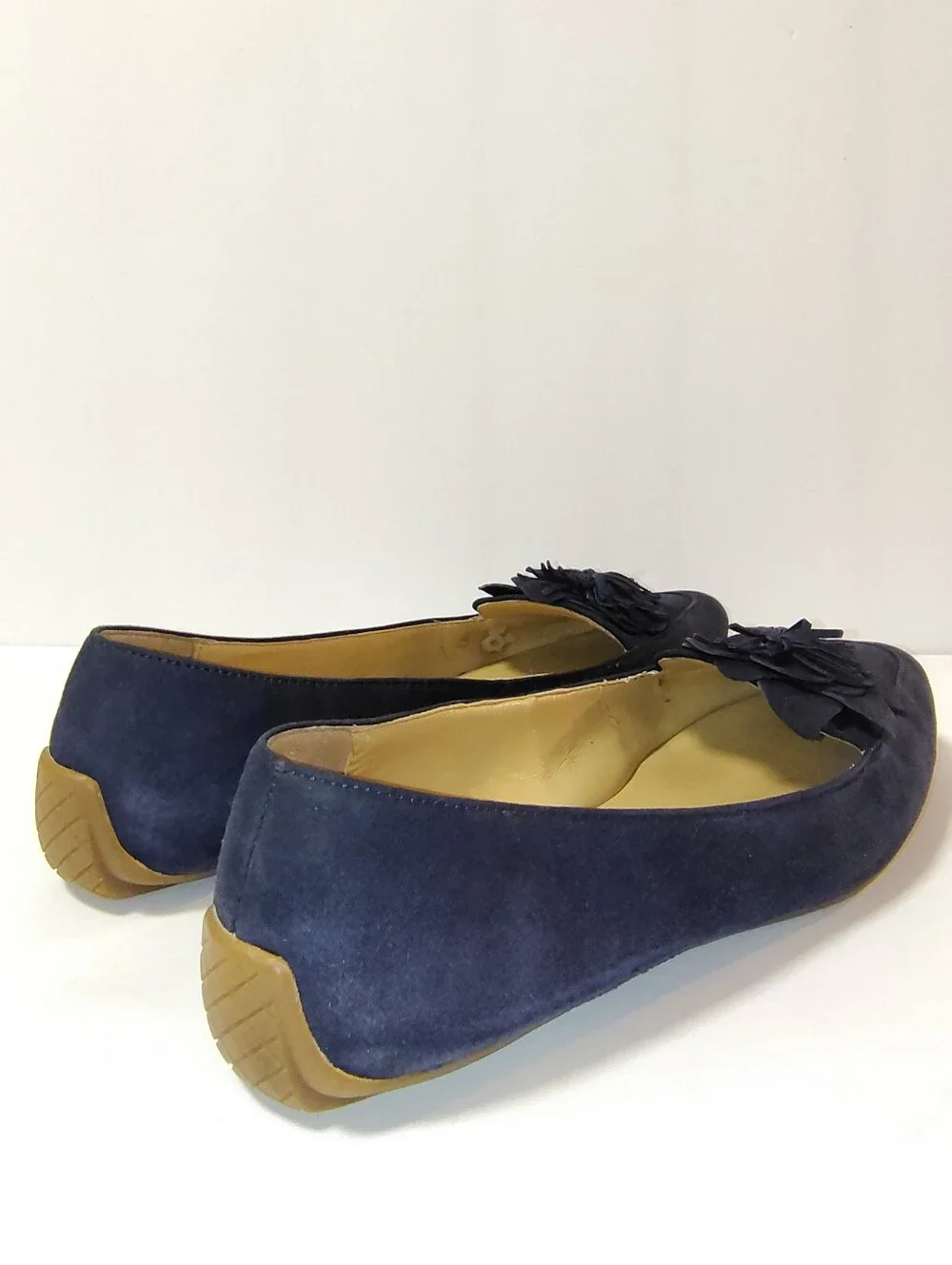 Talbots Women's Francesca Flower Suede Driving Moccasins Slip-On Flats Navy 5.5